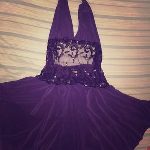 Purple dress with mesh on core area